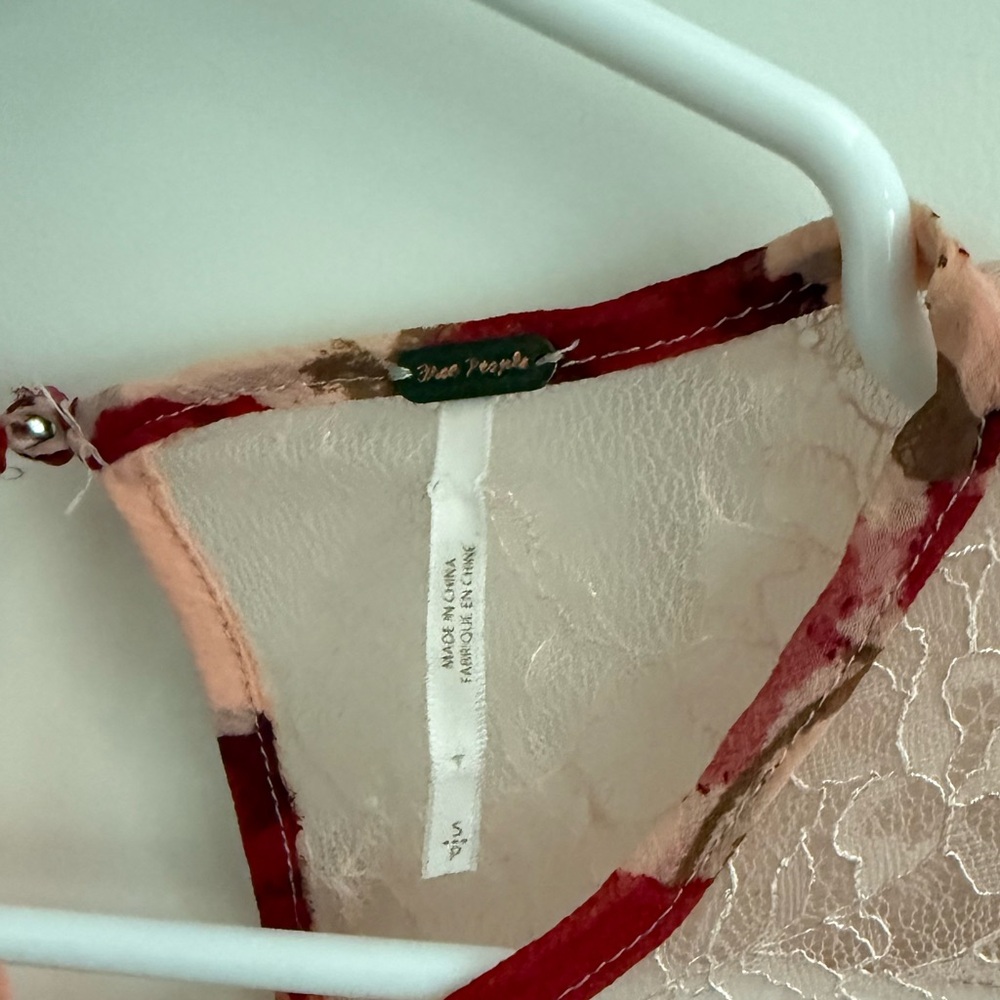 Free People Daphne Blouse in a pink and red floral - Picture 3 of 6